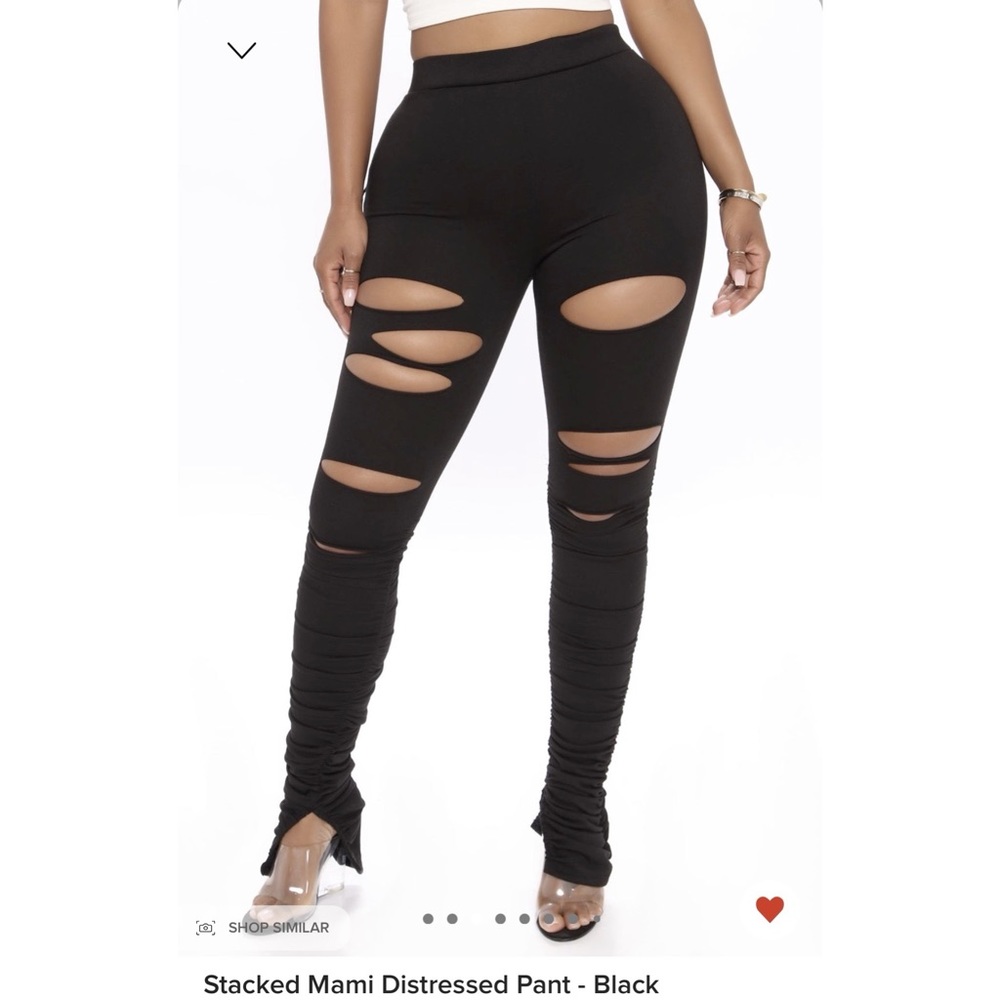 Fashion nova xs Stacked Miami distressed pants